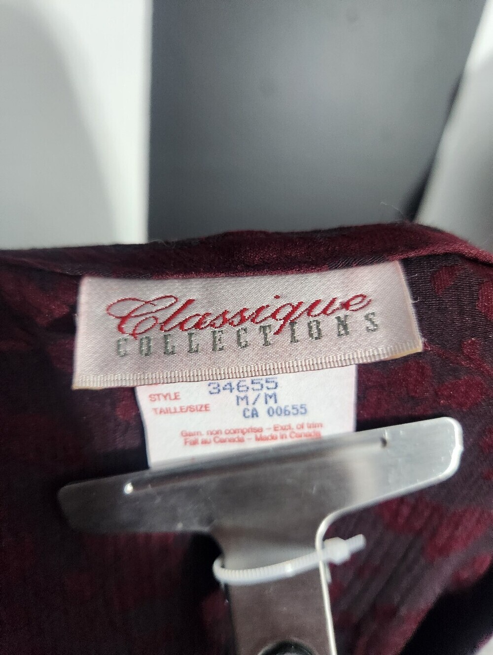Vintage Burgundy Jacquard Longline Button Blazer - Picture 5 of 5